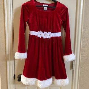 Girls Christmas Red Velvet Dress